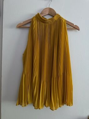 Banana Republic Pleated Halter Top in Mustard Yellow